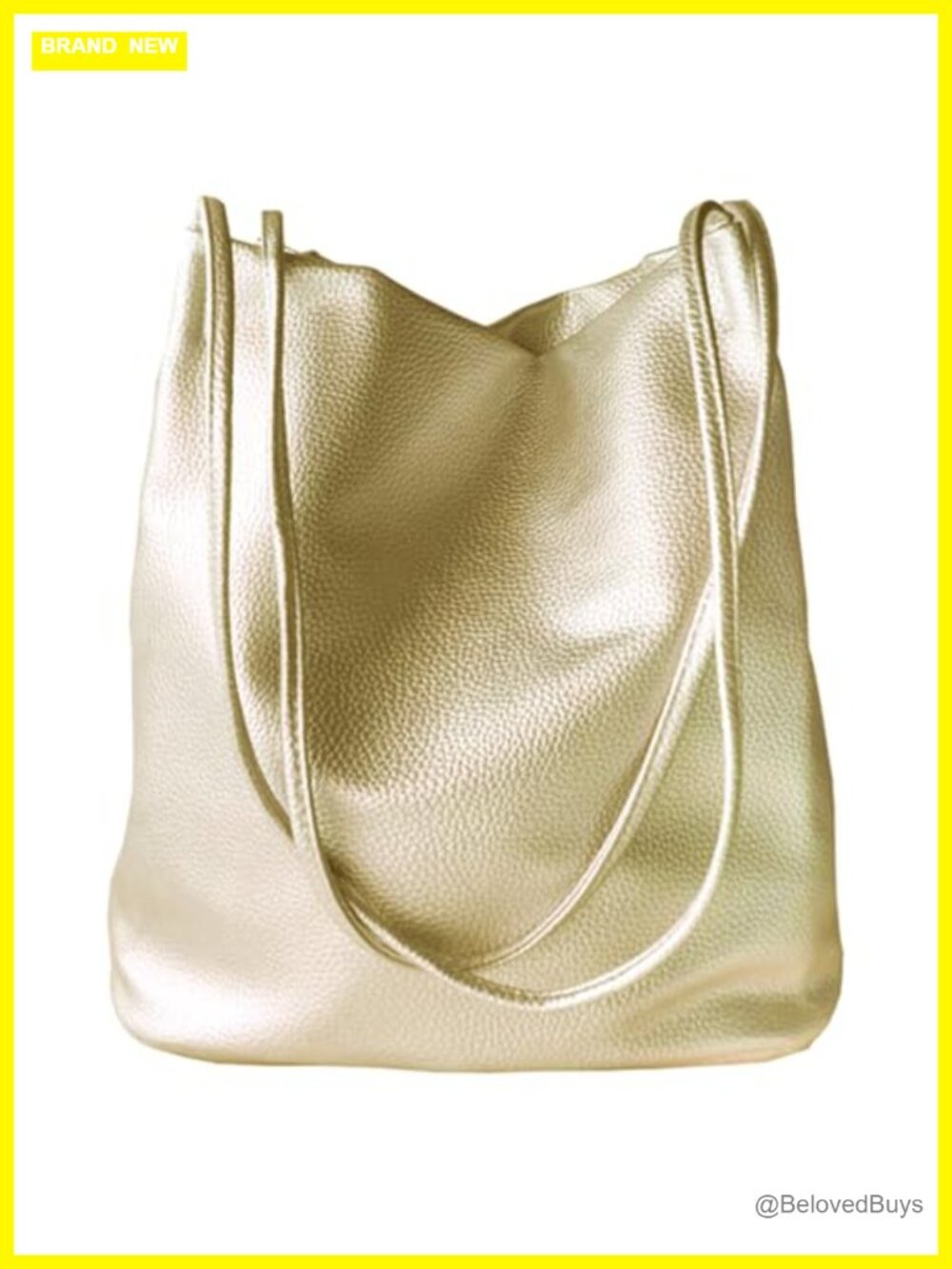 Metallic Gold Leather Tote Bag for Women Large Capacity Hobo Shoulder